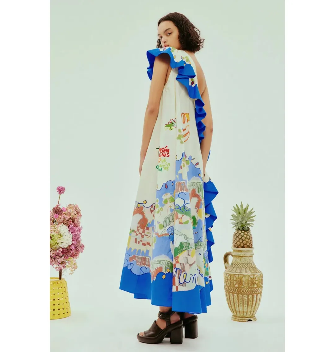 Alemais Nadia One Shoulder Ruffle Dress Multi Size AU 16  for rent on The Volte - main image