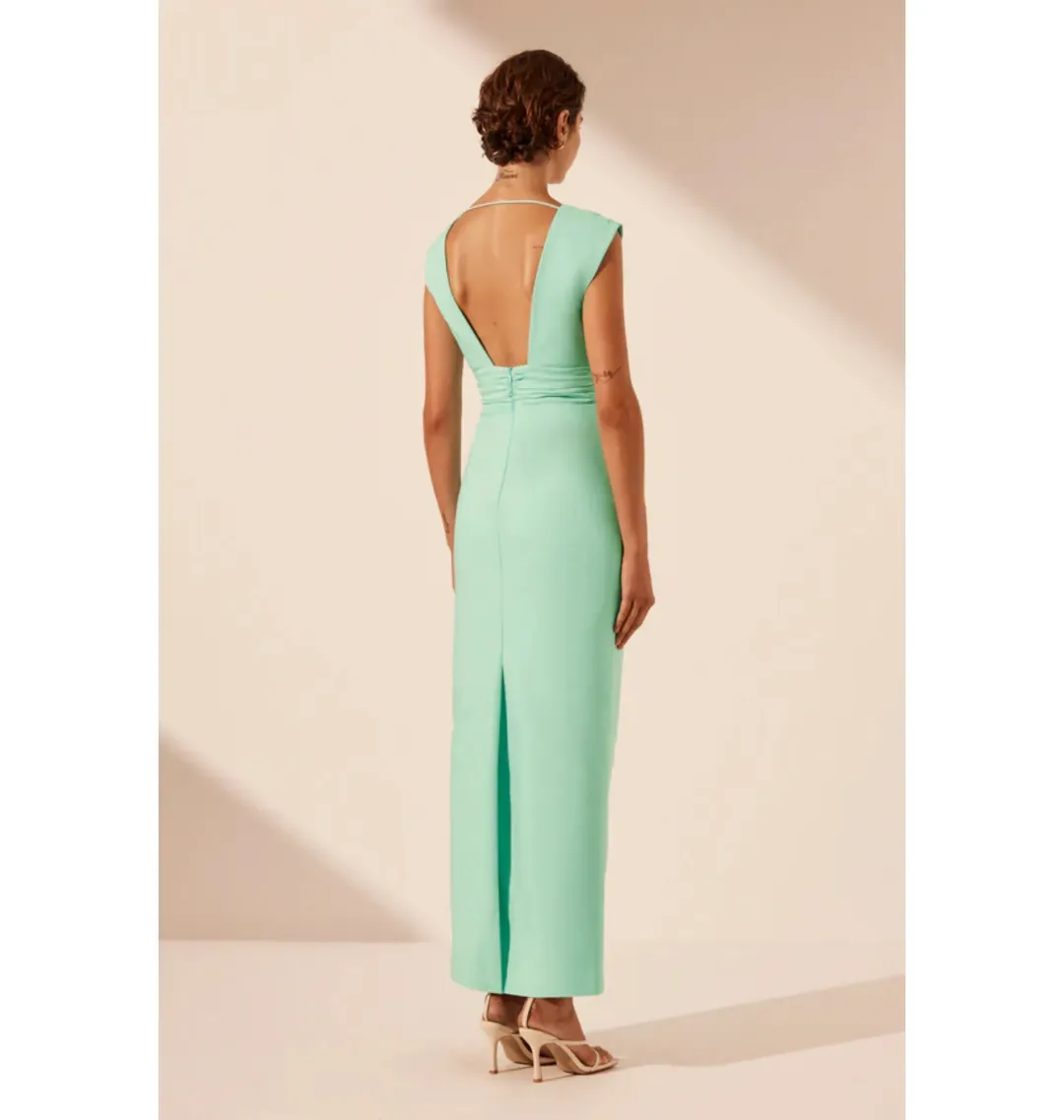 Shona Joy Lani plunged Cut Out Maxi Dress in Aqua Size AU 14  for rent on The Volte - main image
