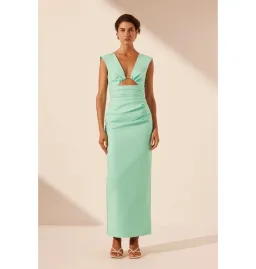 Shona Joy Lani plunged Cut Out Maxi Dress in Aqua Size AU 14  for rent on The Volte - image 1