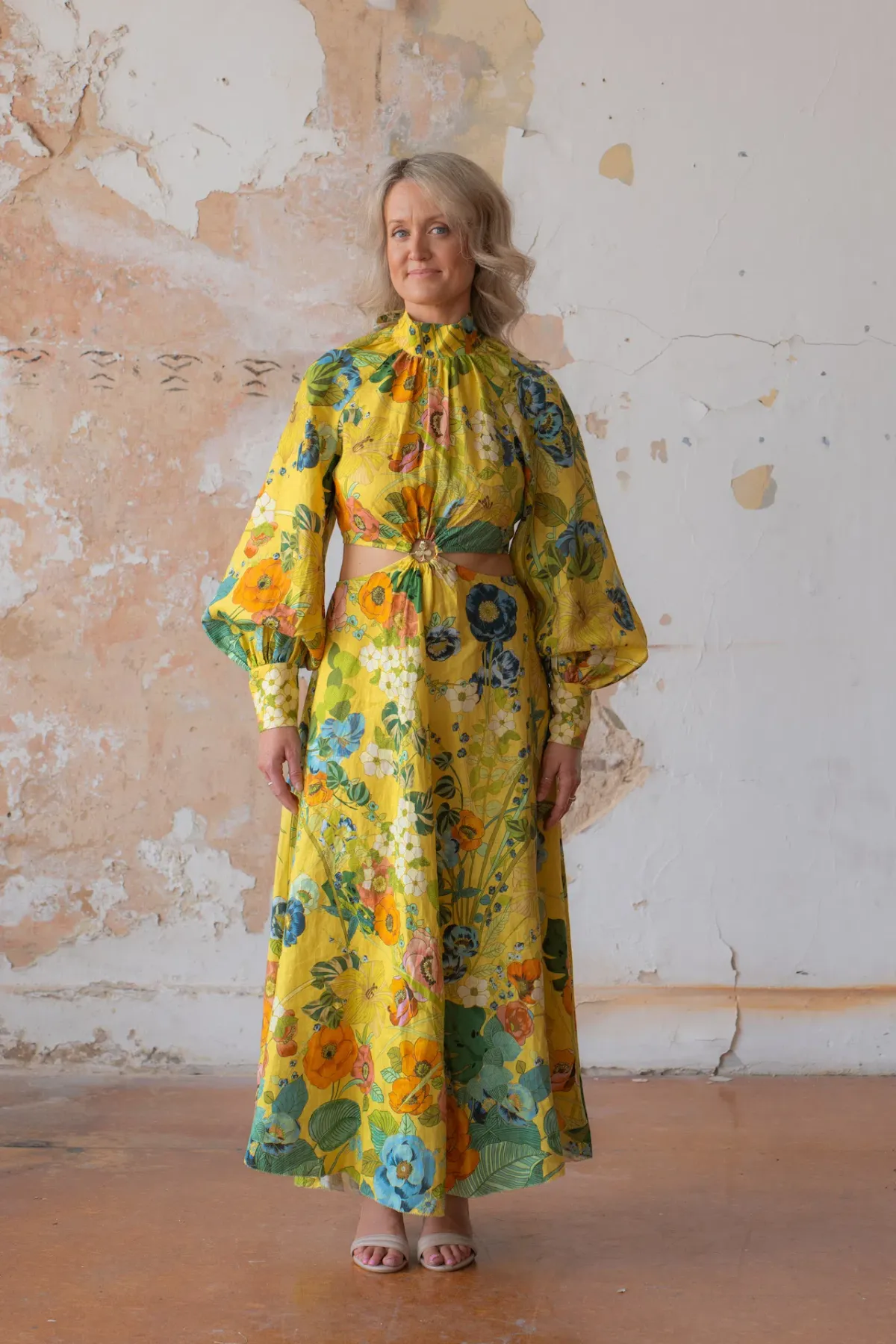 Alemais Cresida Cutout Midi Dress Print Size AU 10 for rent on The Volte - main image