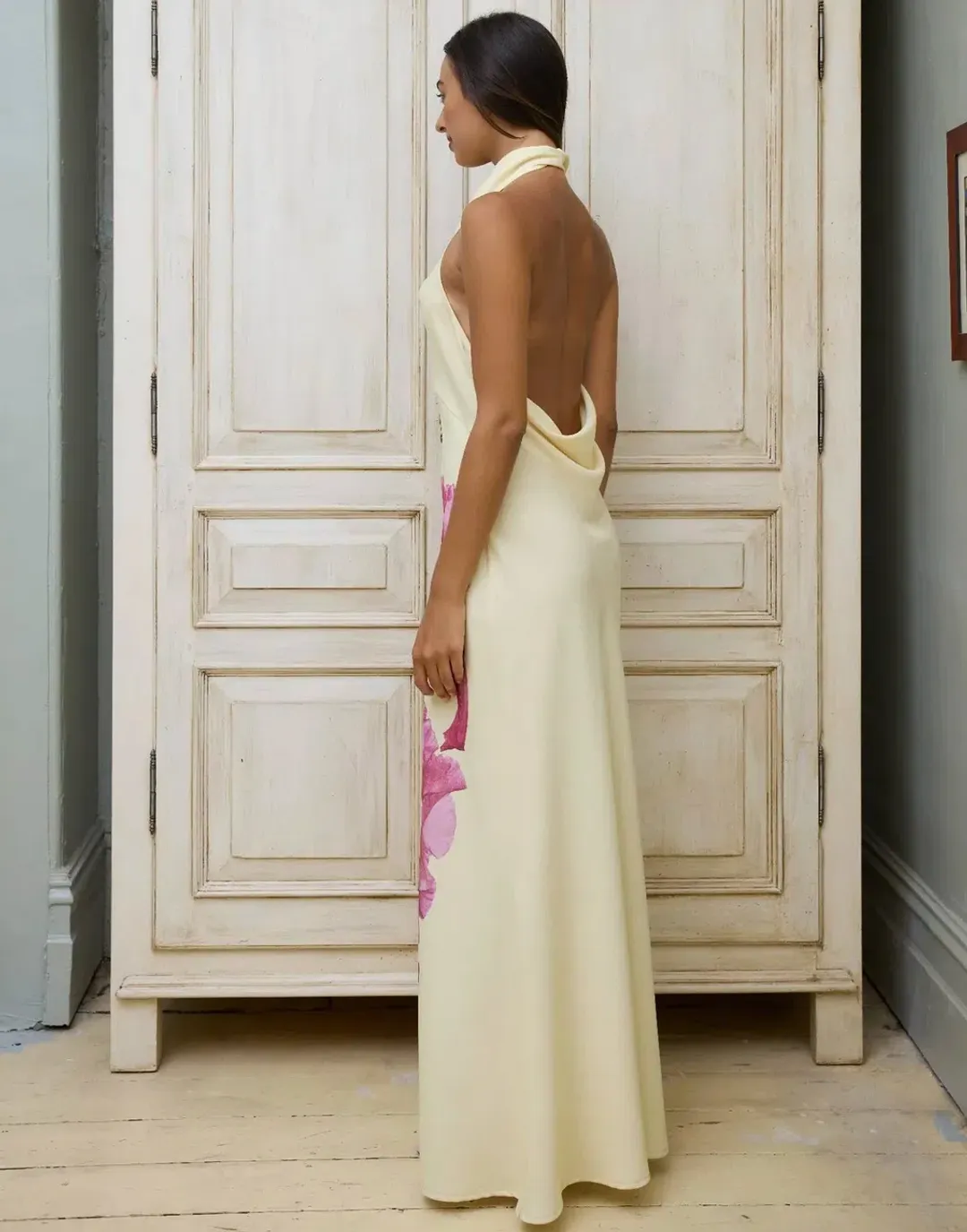 With Harper Lu Cowl Slip Dress in Iris Floral Size XS / AU 6 for rent on The Volte - main image