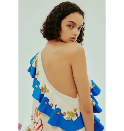 Alemais Nadia One Shoulder Ruffle Dress Multi Size AU 14 for rent on The Volte - image 5