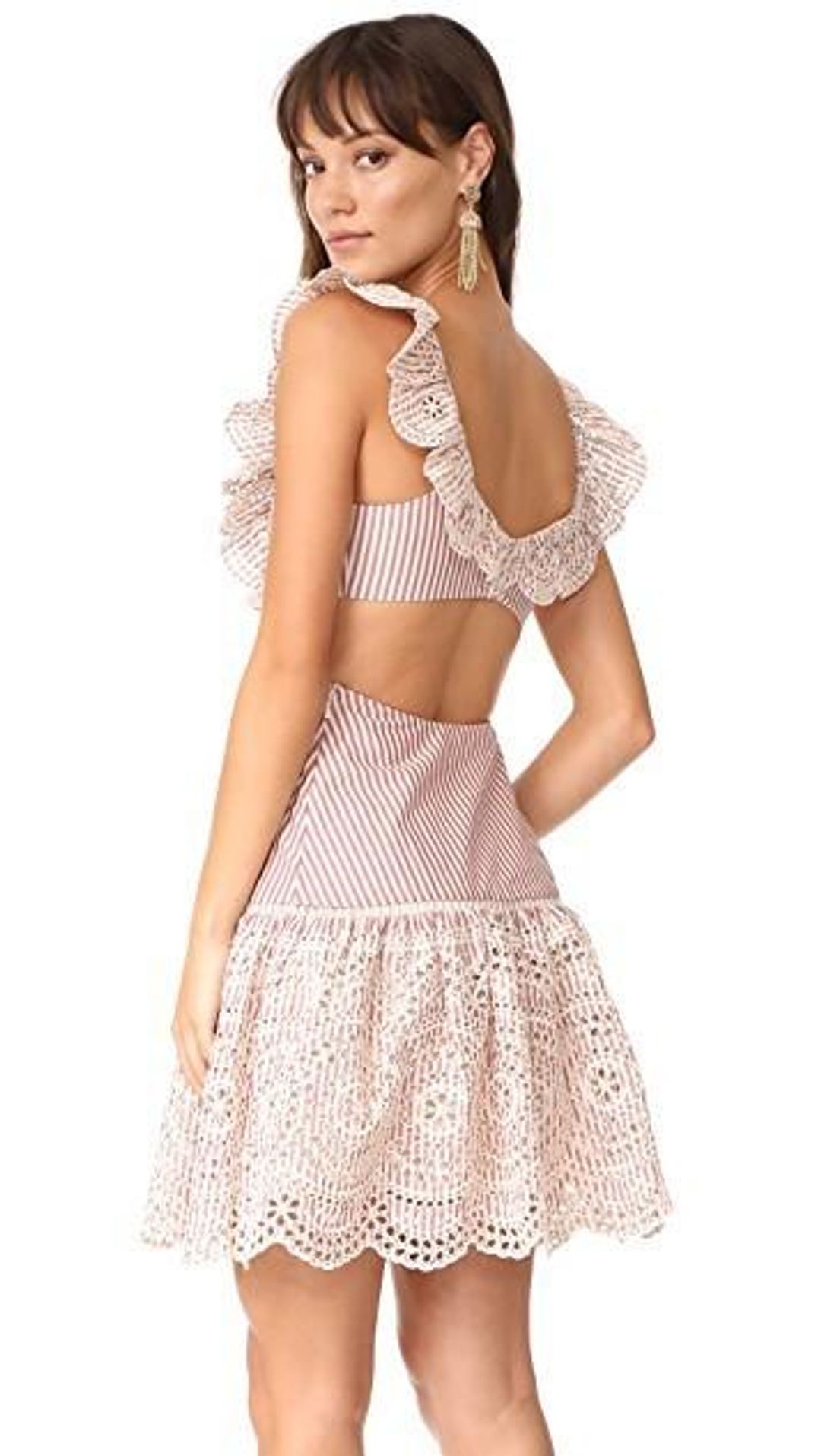 Zimmermann Meridian Stripe Frill Dress Red Stripe Size 6 for rent on The Volte - main image