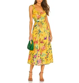Zimmermann Tropicana Cut Out Midi Dress in Mango Floral Size 0 / AU 8 for rent on The Volte - image 1