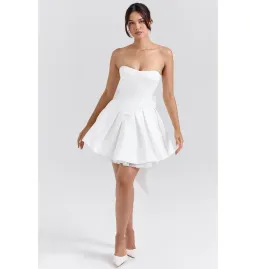 House of CB Noele Satin Strapless Bow Mini Gown White Size XS / AU 6 for rent on The Volte - image 1
