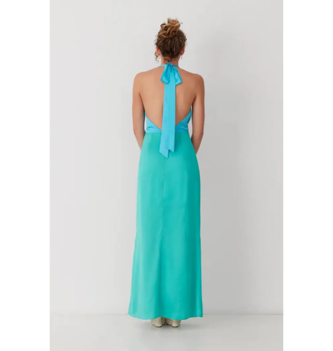 The Wolf Gang Oahu Slip Dress In Aquamarine Size AU 10 for rent on The Volte - main image