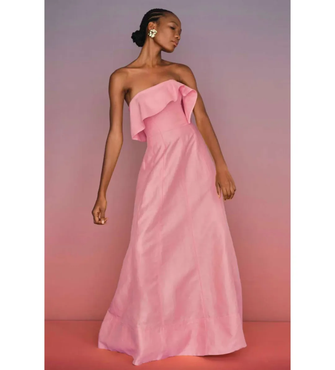 Aje Shallows Strapless Gown Pink Size 16 for rent on The Volte - main image