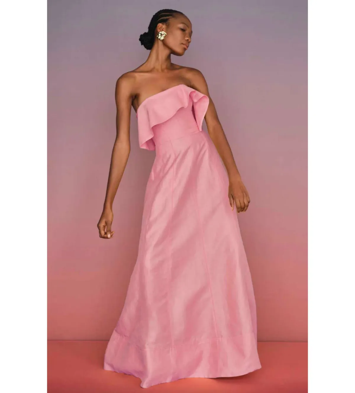 Aje Shallows Strapless Gown Pink Size 16 for rent on The Volte - main image