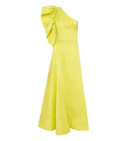Aje Bonjour Asymmetric Midi Dress Lime Green Size 16 for rent on The Volte - image 6