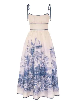 Zimmermann Wylie Picnic Midi Dress Blue Palm Size 2 / AU 12 for rent on The Volte - image 3