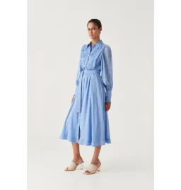 Aje Iris Pleated Bib Midi Dress Mist Blue Size AU 12 for rent on The Volte - image 3