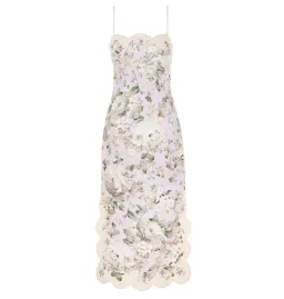 Zimmermann Acacia Scallop Midi Dress in Lilac Floral Size 1 / AU 10  for rent on The Volte - image 1