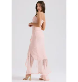 House of CB Gabriella Ruffled Front Gown Soft Peach Size S / AU 8 for rent on The Volte - image 4