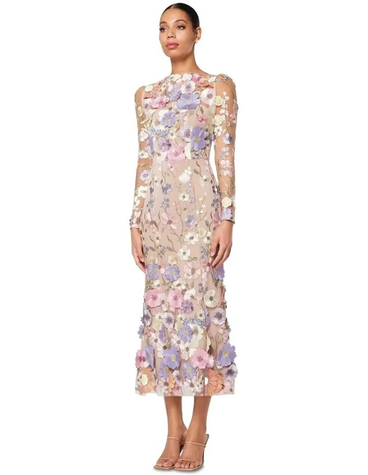 Elliatt Shannon 3d Floral Midi Dress in Purple Size AU 10 for rent on The Volte - main image
