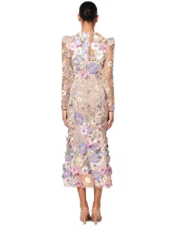 Elliatt Shannon 3d Floral Midi Dress in Purple Size AU 10 for rent on The Volte - image 5