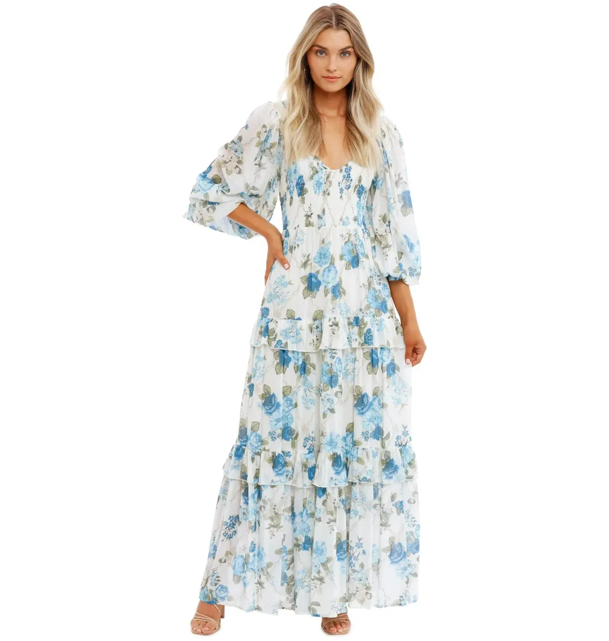 Spell Rose Garden Maxi Dress in Sapphire Size AU 6 for rent on The Volte - main image
