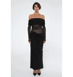 Benni Yasmin Off-Shoulder Maxi Dress Black Size AU 8 for rent on The Volte - image 1