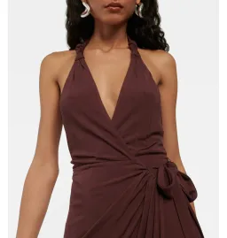 Staud Halterneck Dress Brown Size AU 6 for rent on The Volte - image 3