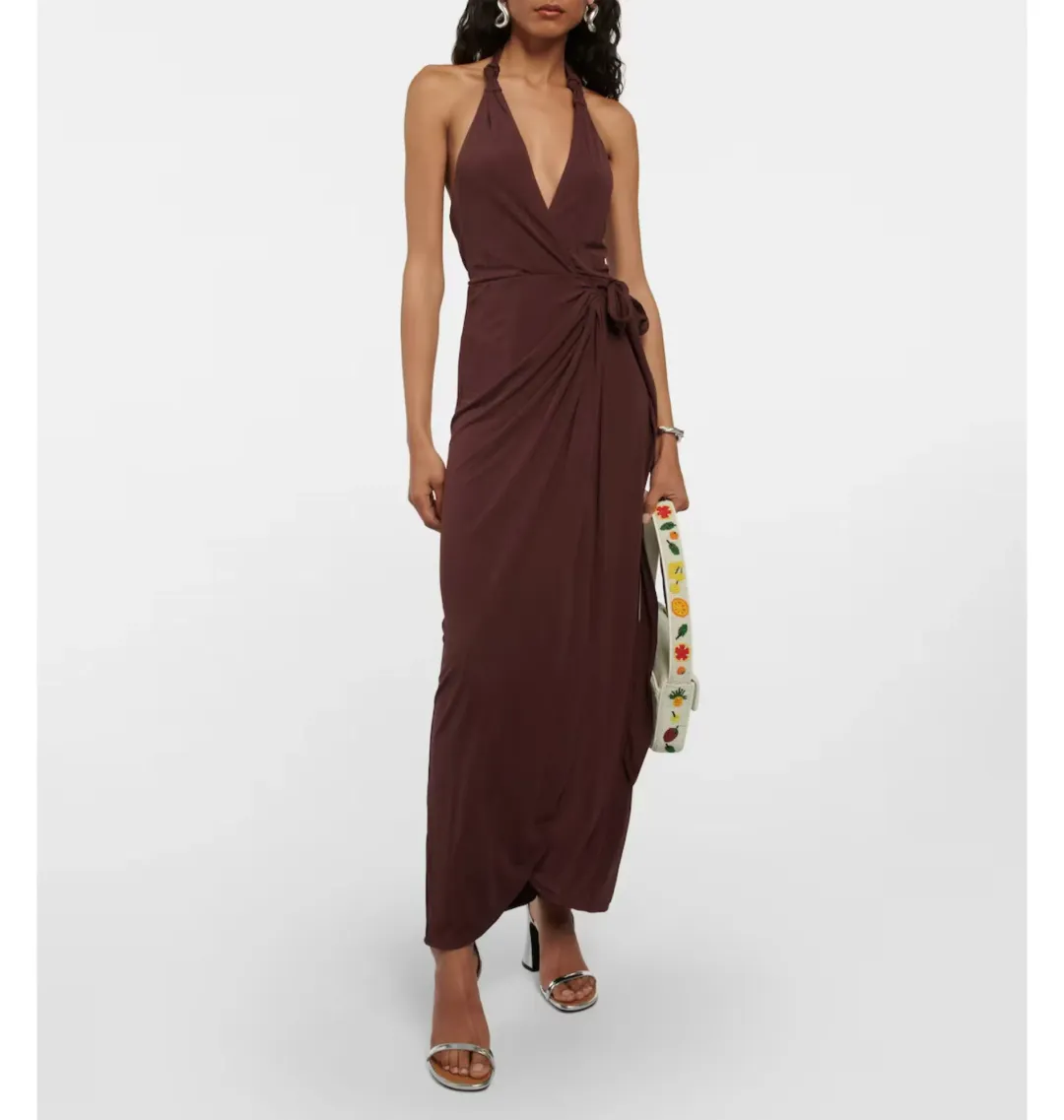 Staud Halterneck Dress Brown Size AU 6 for rent on The Volte - main image