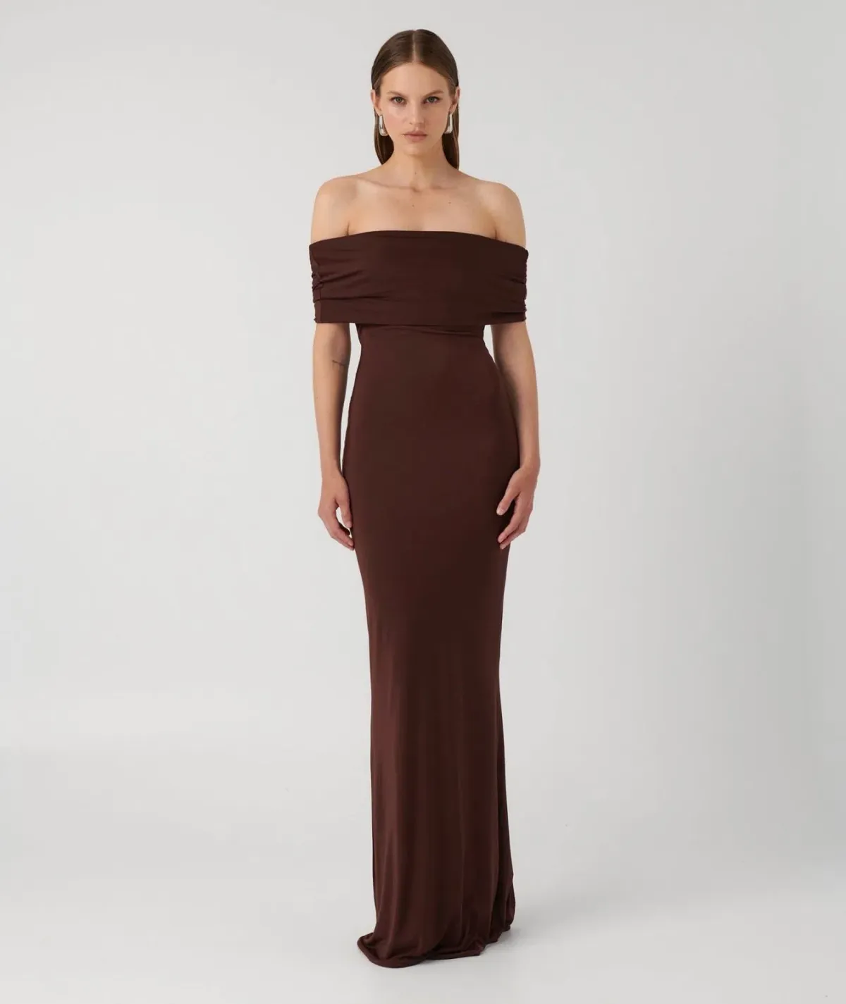 Effie Kats Viela Gown Cocoa Brown Size M / AU 10 for rent on The Volte - main image