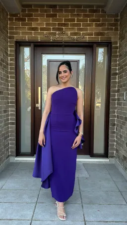 Solace London Nala Midaxi Draped Dress in Amethyst Purple Size 10 for rent on The Volte - image 1