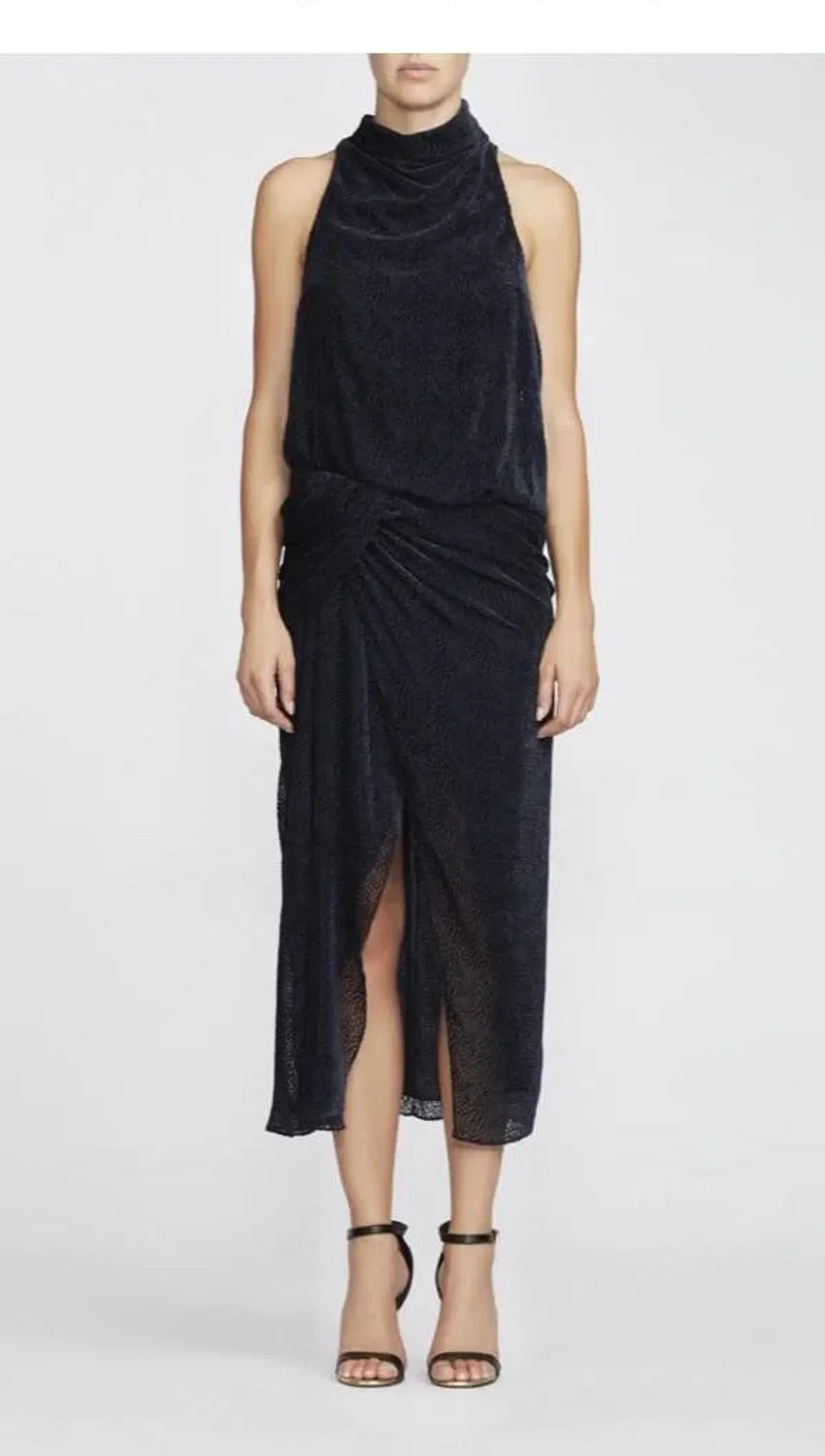 Camilla and Marc Saki Drape Sleeveless Dress Blue Size 6 for rent on The Volte - main image