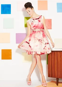 Alice & Olivia Spring Cherry Blossom Silk A-Line Mini Dress Floral Size 12 for rent on The Volte - image 1