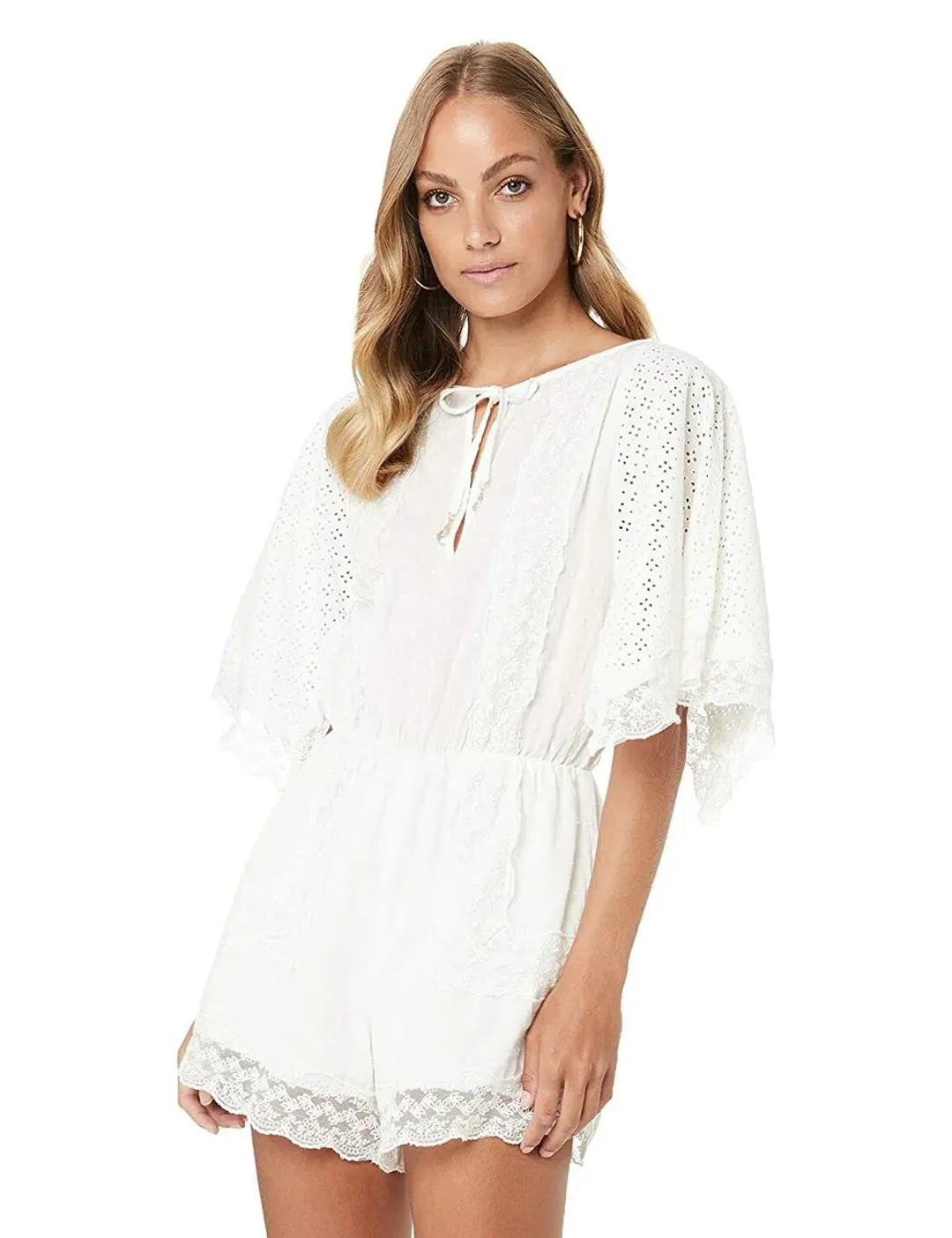 Tigerlily Elati Broderie Lace Onesie Playsuit White  for rent on The Volte - main image