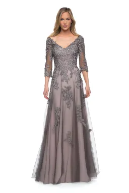 La Femme 29205 Mother Of The Bride Gown Dress Grey Size 20 for rent on The Volte - image 1