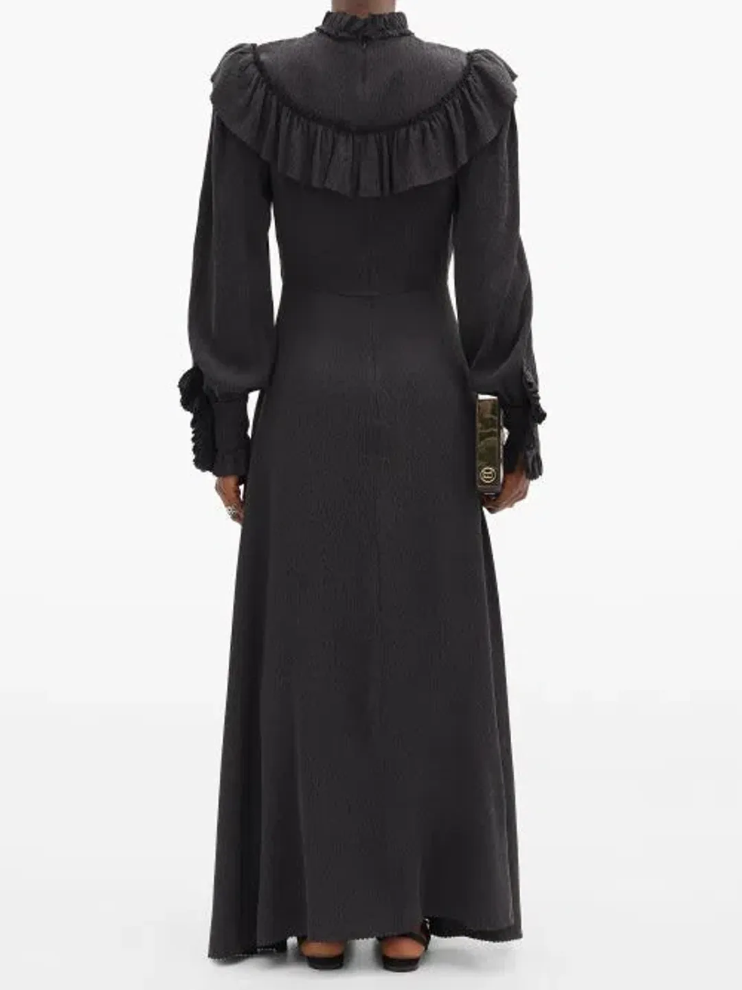 The Vampire's Wife The Firefly Gathered Puckered Silk Satin Dress Black Size AU 10 for rent on The Volte - main image
