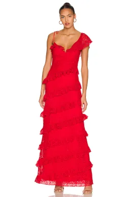 Tularosa Kristen Lace Gown Cherry Red Size 6 for rent on The Volte - image 5