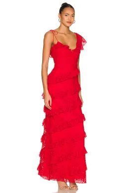 Tularosa Kristen Lace Gown Cherry Red Size 6 for rent on The Volte - image 2