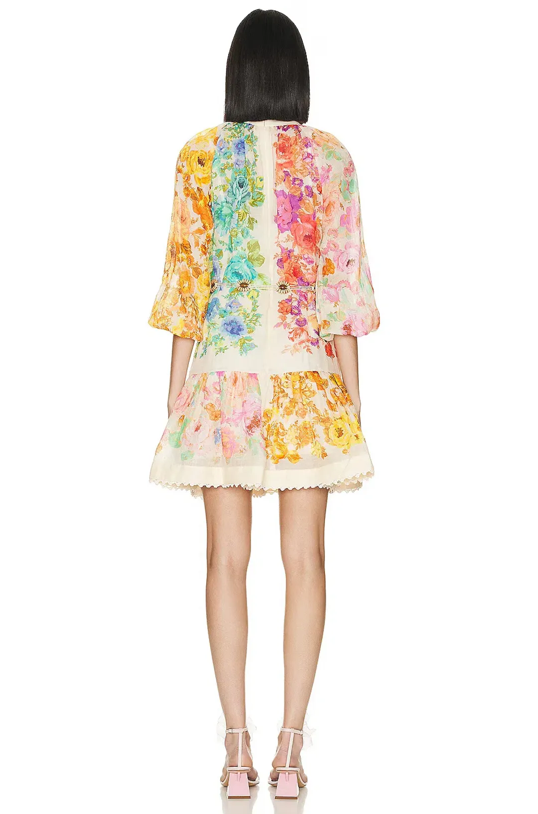 Zimmermann Raie Lantern Mini Dress Multi Floral Size 3 / AU 14 for rent on The Volte - main image