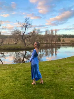 Bec & Bridge Delphine Long Sleeve Midi Dress Blue Size 8 for rent on The Volte - image 3