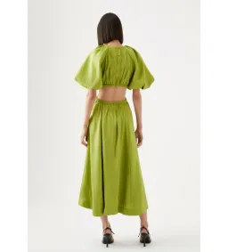AJE Capucine Puff Sleeve Midi Dress in Verdant Green Size 8 for rent on The Volte - image 5