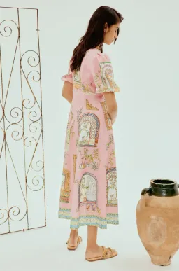 Alemais Monte Midi Dress Pink/Print Size 16 for rent on The Volte - image 3