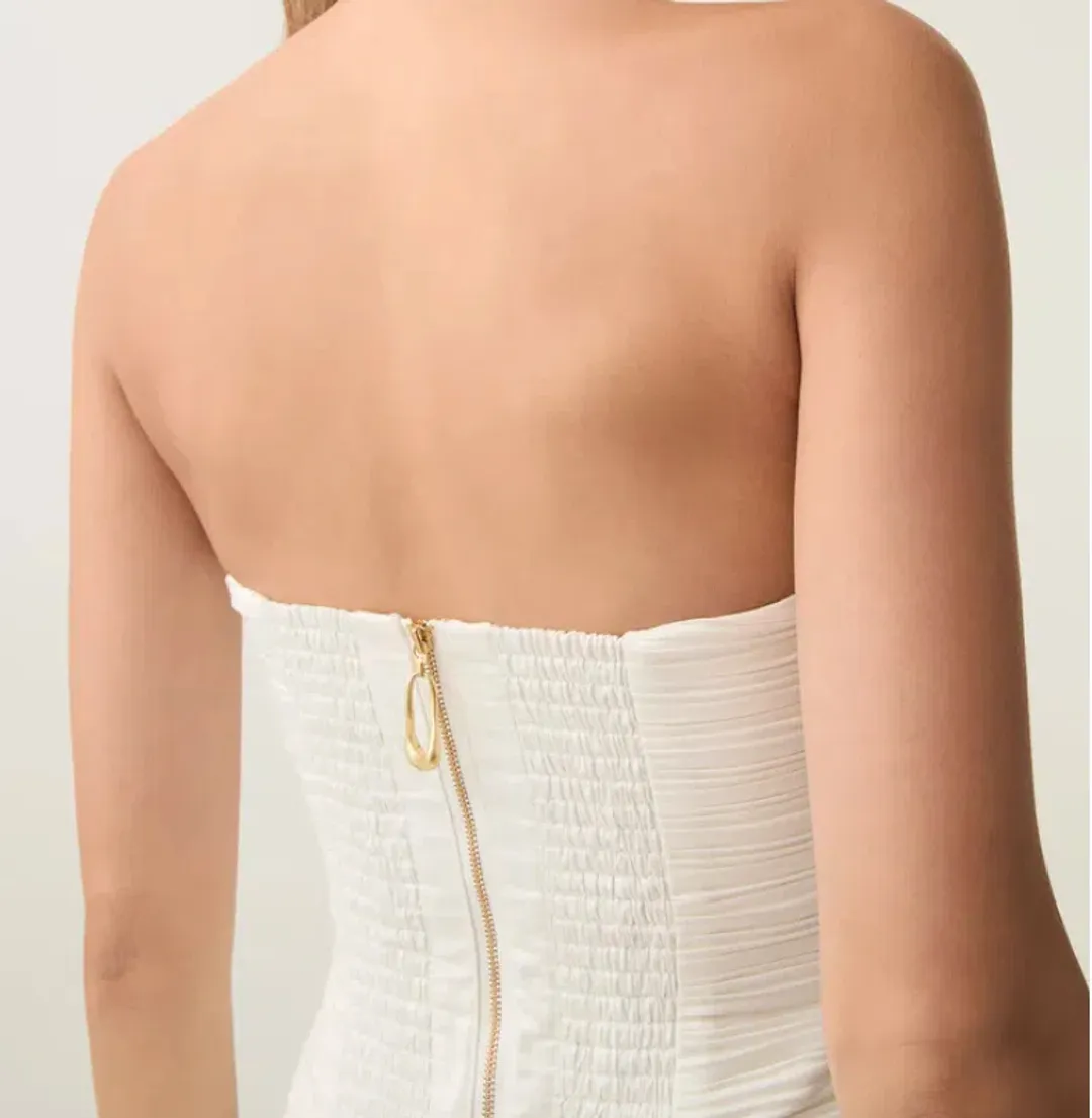 Aje Violette Bubble Hem Mini Dress White Size 6 for rent on The Volte - main image