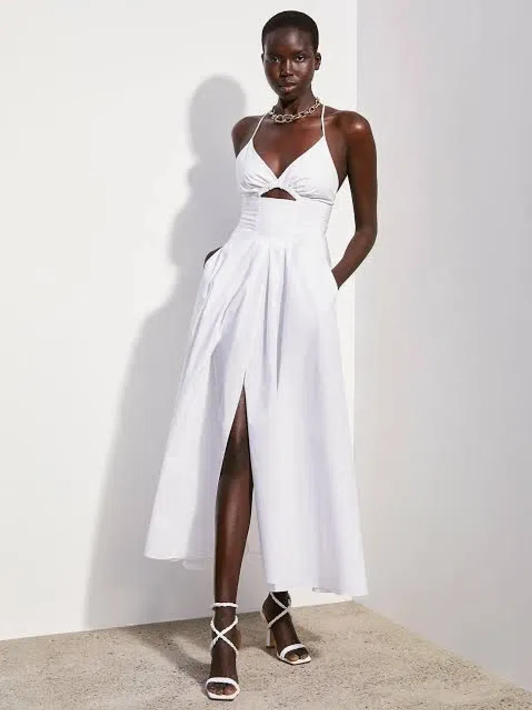 Scanlan Theodore Cotton Strappy Dress White Size 6 for rent on The Volte - main image