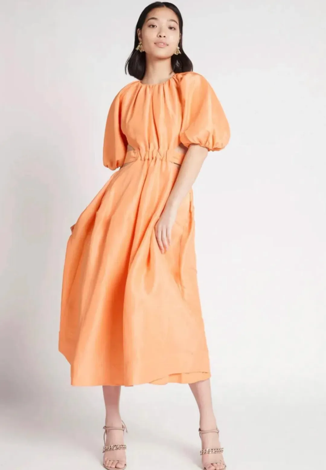 Aje Mimosa Cutout Midi Dress In Mandarin Size 12 for rent on The Volte - main image