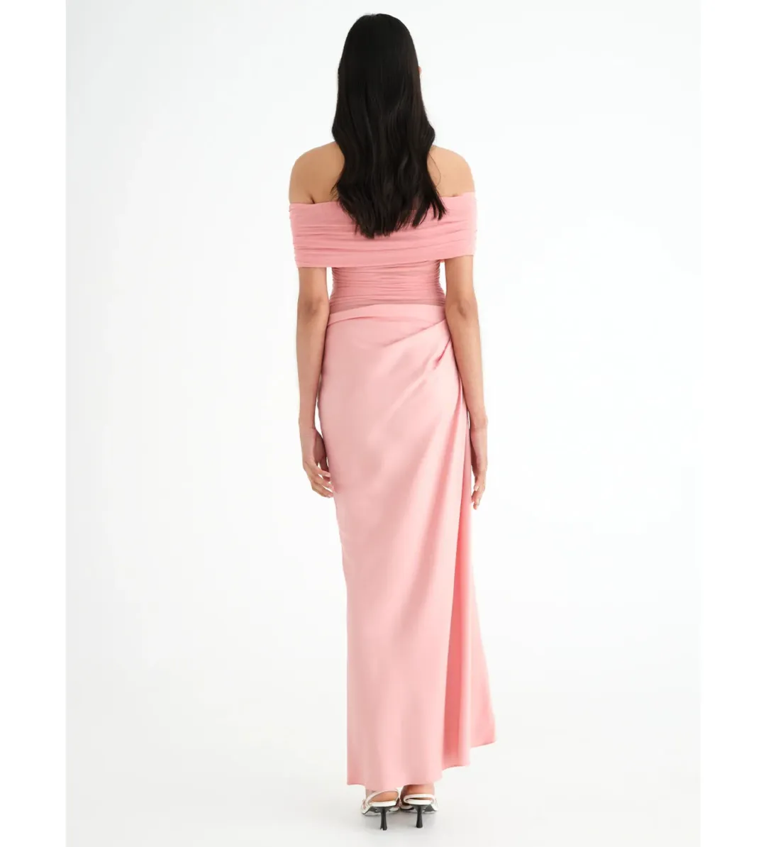 Benni Nico Off-Shoulder Maxi Dress Candy Floss Size 8  for rent on The Volte - main image