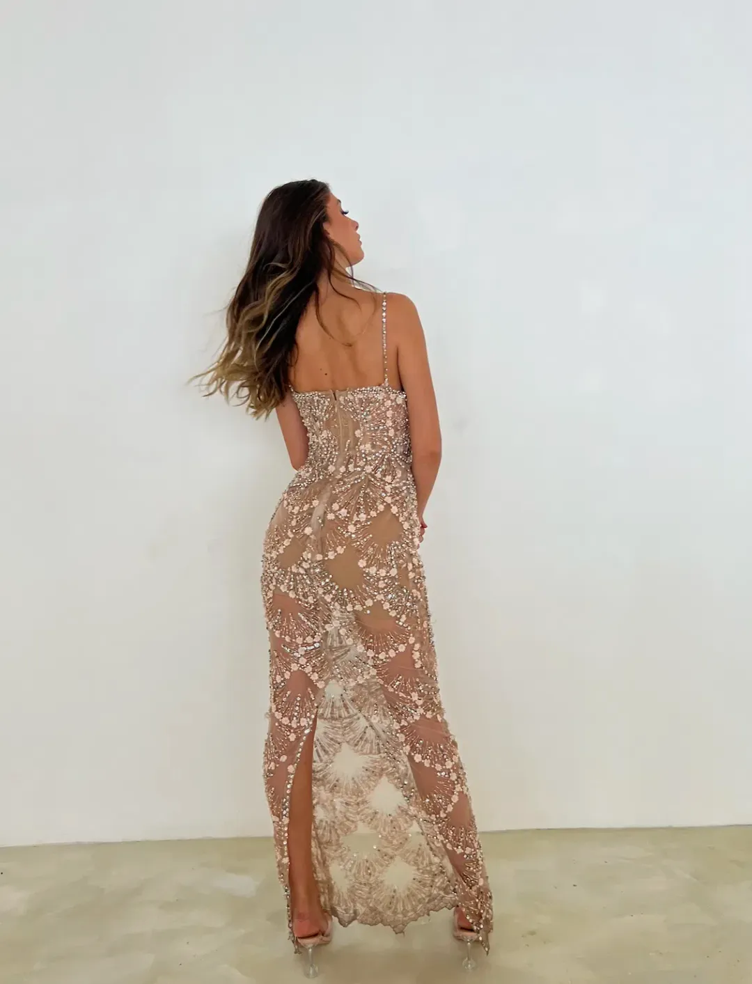 Albina Dyla Rose Pink Flower Maxi Dress Size 10 for rent on The Volte - main image