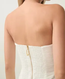 Aje Violette Bubble Hem Mini Dress Ivory Size 6 for rent on The Volte - image 2