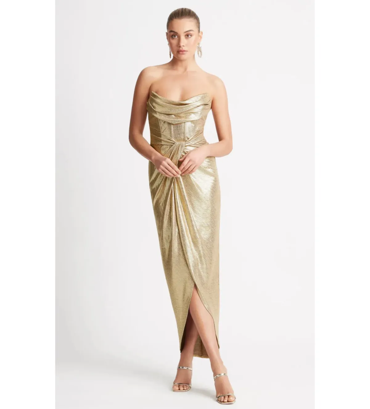 Sheike Cosmopolitan Dress in Gold Size 14  for rent on The Volte - main image