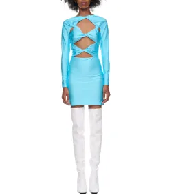 Coperni Slinky Jersey Mini Dress Turquoise  Size 8 for rent on The Volte - image 1