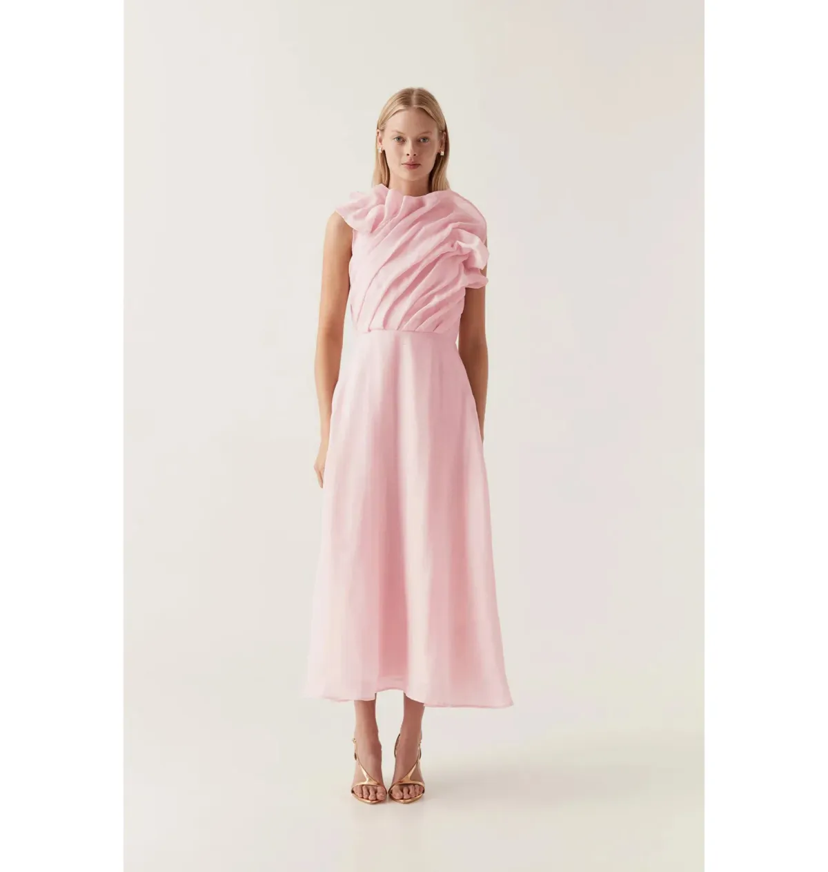Aje Genesis Midi Dress Soft Pink Size AU 14 for rent on The Volte - main image