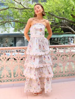 Aqua Blu Moonflower Heidi Dress, Size AU 8, Strapless Maxi Tiered Ruffles  for rent on The Volte - image 3