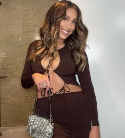 Aya Muse Perugia Drawstring Midi Dress Brown Size AU 6 for rent on The Volte - image 3