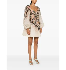 Zimmermann Illustration Draped Mini Dress in Tea Rococo Floral Size 3 / AU 14 for rent on The Volte - image 1