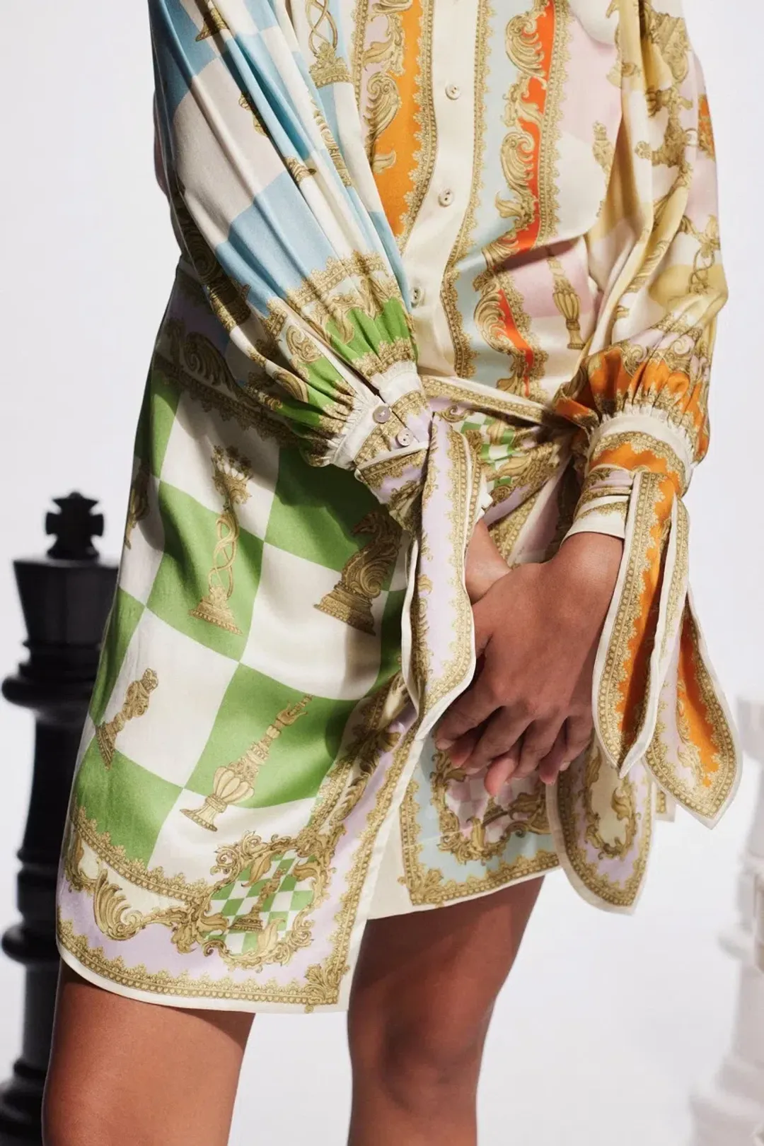 Alemais Checkmate Silk Mini Dress Multi Size AU 10 for rent on The Volte - main image