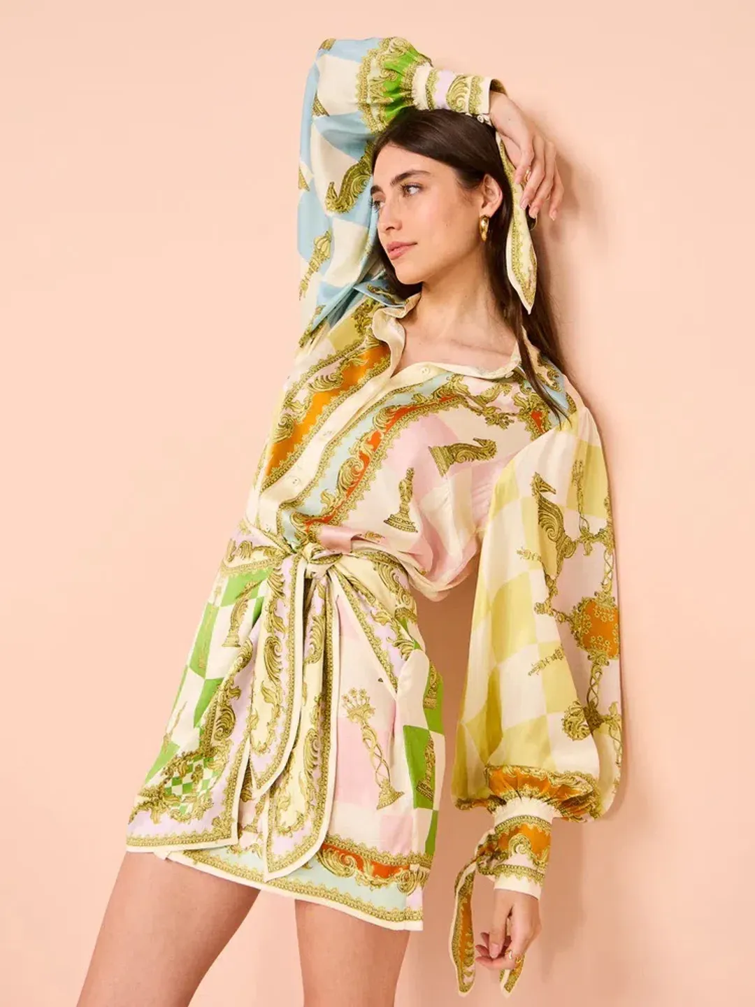 Alemais Checkmate Silk Mini Dress Multi Size AU 10 for rent on The Volte - main image